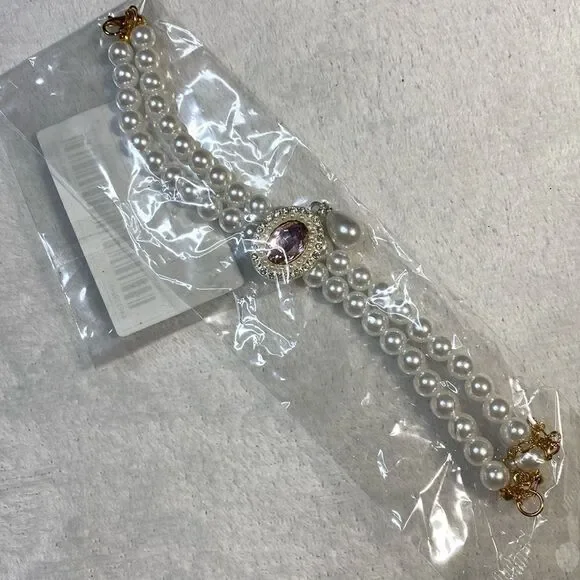 Fancy Pearl Dog Bling Necklace Collar - Picture 4 of 5